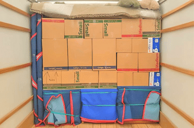 Neatly packed Ruff and Ready Moving truck showing organized boxes and secured items